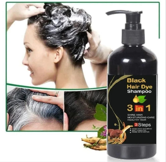Instant Black Herbal Hair Dye for Men & Women 🖤 | 100% Herbal Formula | Quick Grey Hair Coverage Shampoo 3 in 1(800 gm) Pack of 5